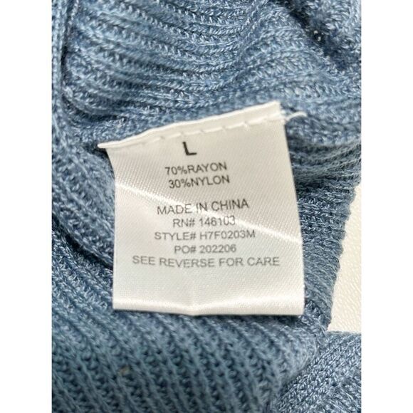 Hippie Rose Women's Long Sleeves Knit Sweater Criss Cross Back Blue Size Large - Picture 7 of 10